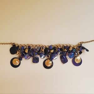 Purple and Gold cluster statement necklace - 18.5" with extender